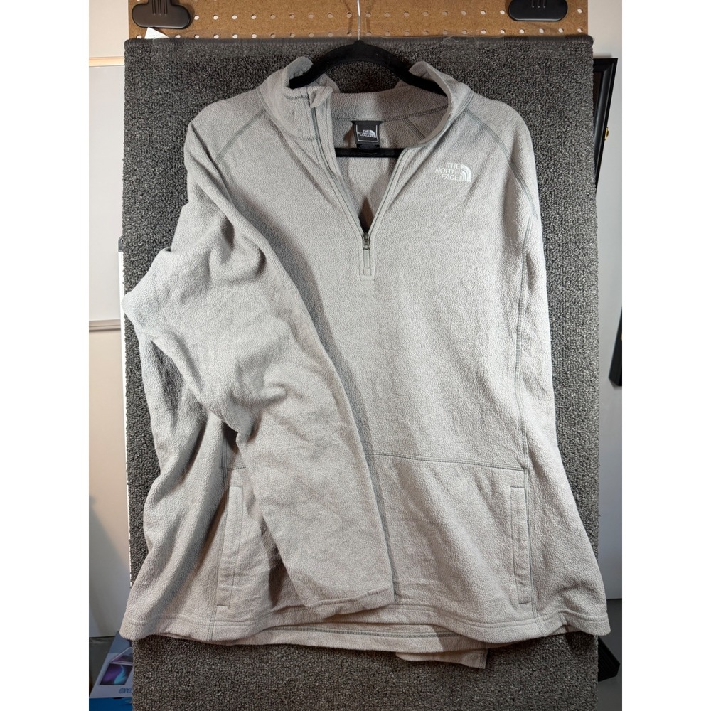 The North Face Fleece Pullover Womens XXL Gray 1/4 Zip TKA 100 Mock Neck Pocket